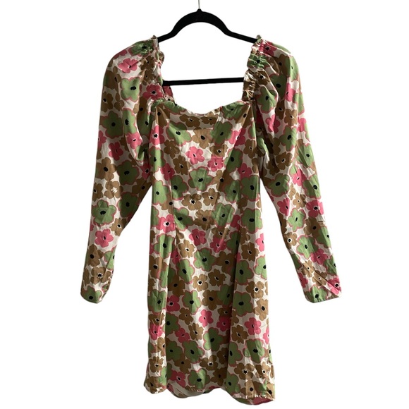Very Moda Pink and Green Floral Dress Size M - Picture 2 of 3
